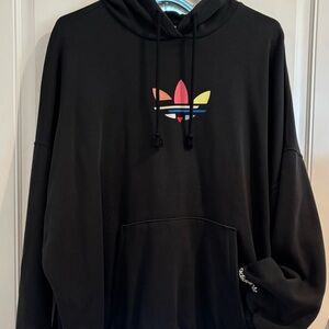 Adidas Women's Black Hoodie with Multicolor Trefoil